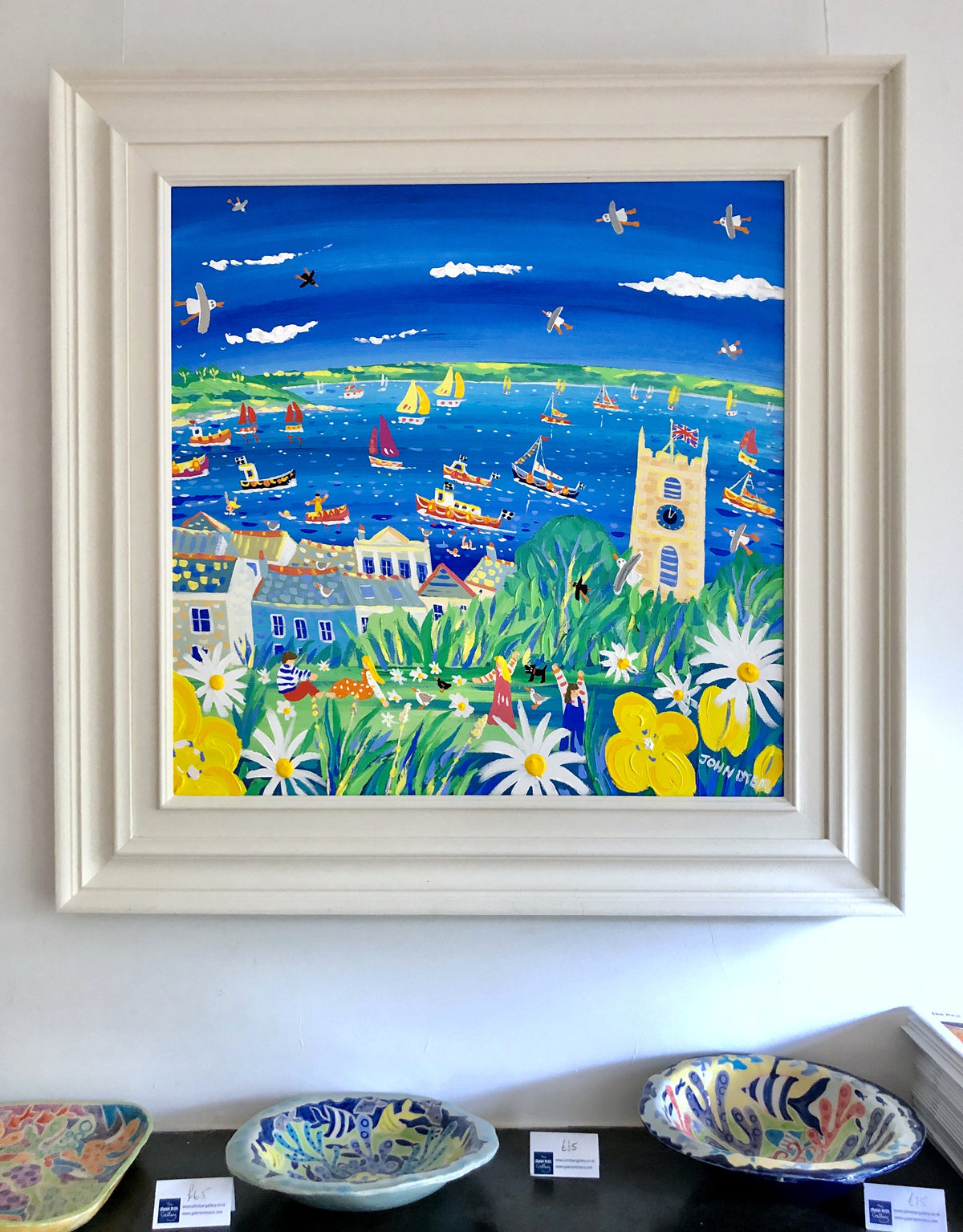 John Dyer Painting. Relaxing in the Sun, Falmouth. John Dyer