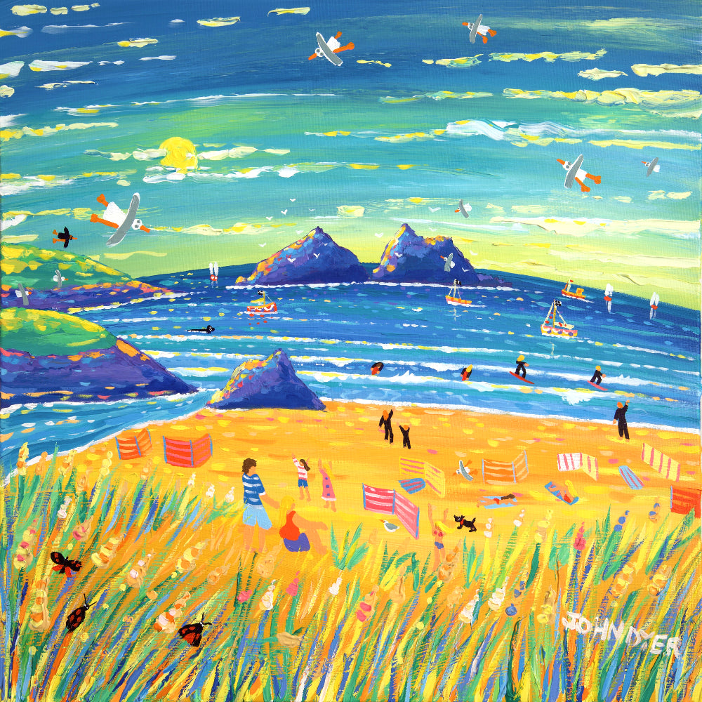 John Dyer Painting. Summer Sunlight, Holywell Bay