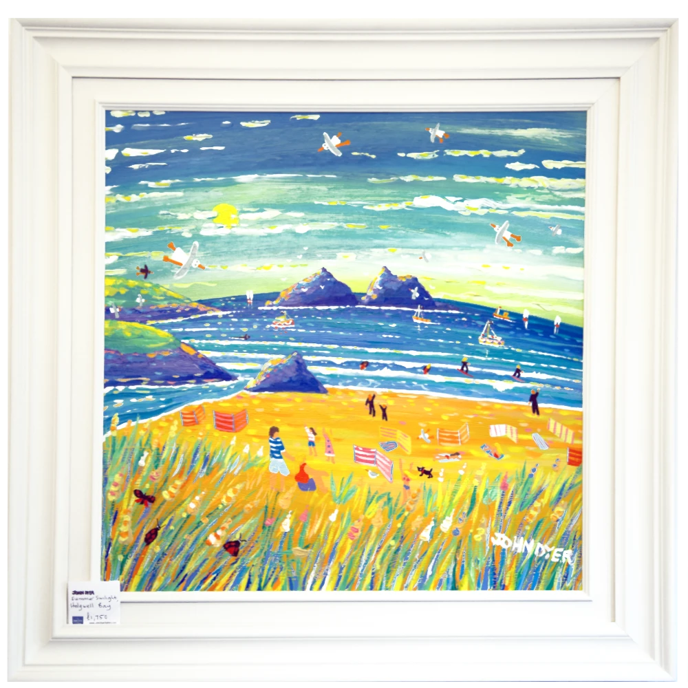 John Dyer Painting. Summer Sunlight, Holywell Bay John Dyer