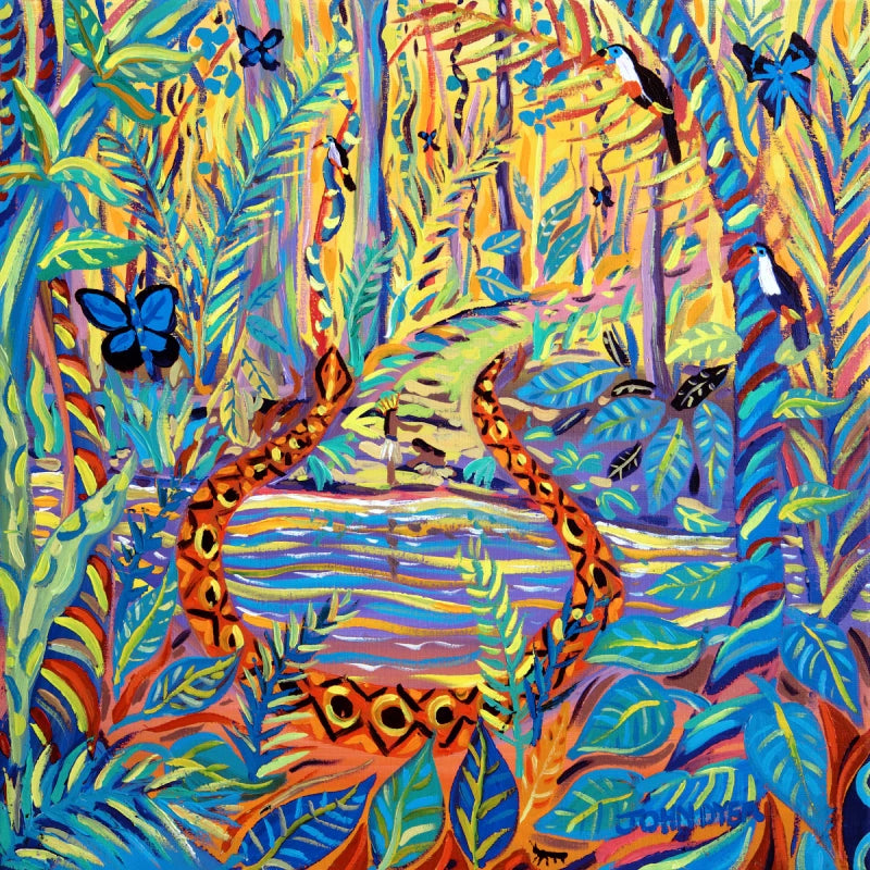 John Dyer Painting. The Healing Shaman, Yawanawá Tribe, Amazon Rainforest John Dyer