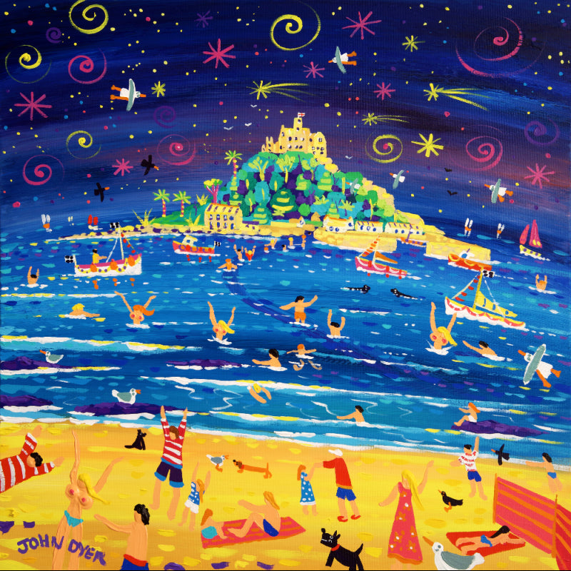 John Dyer Painting. Shooting Stars and Skinny Dippers, St Michael's Mount.