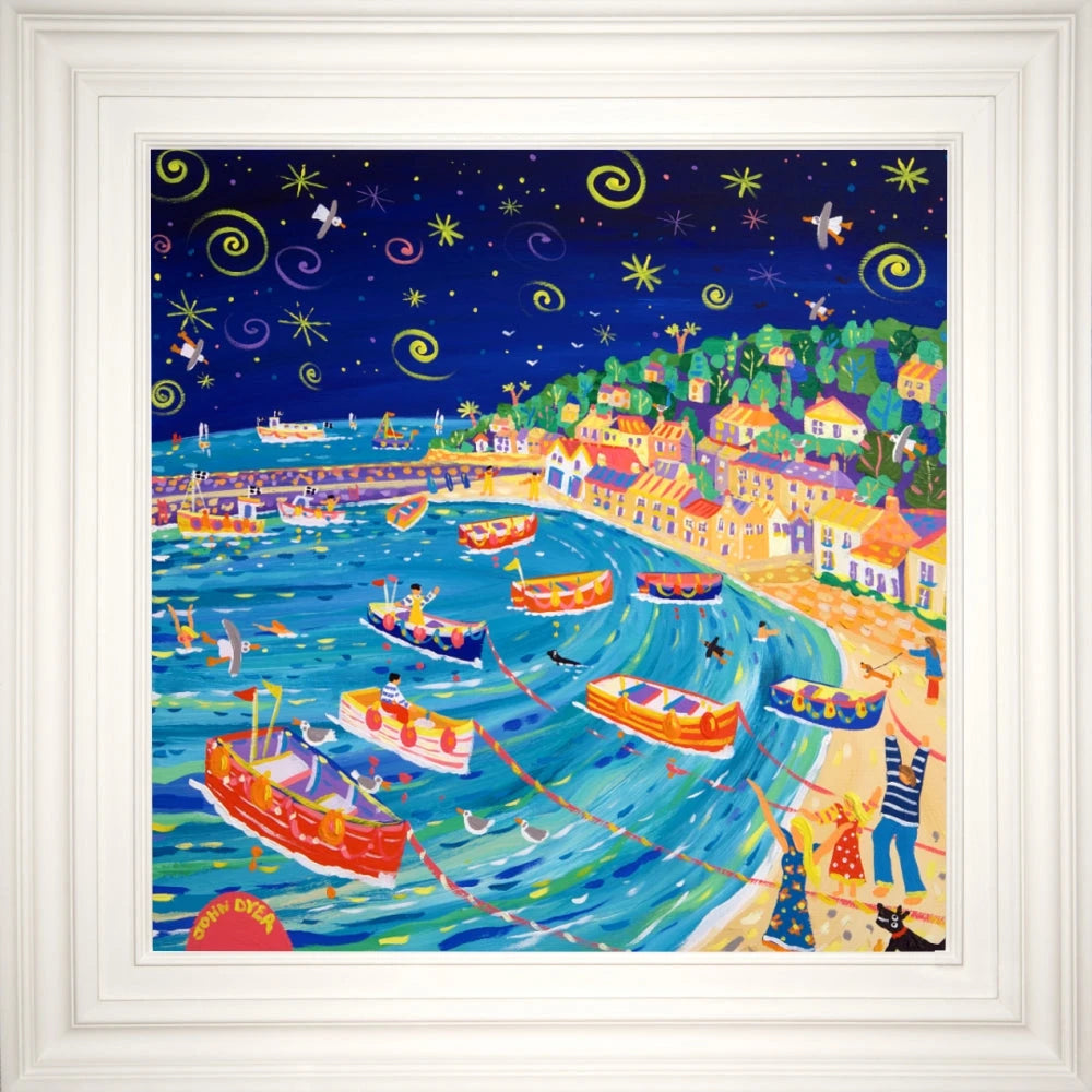 John Dyer Painting. Sparkling Stars, Mousehole Harbour. John Dyer