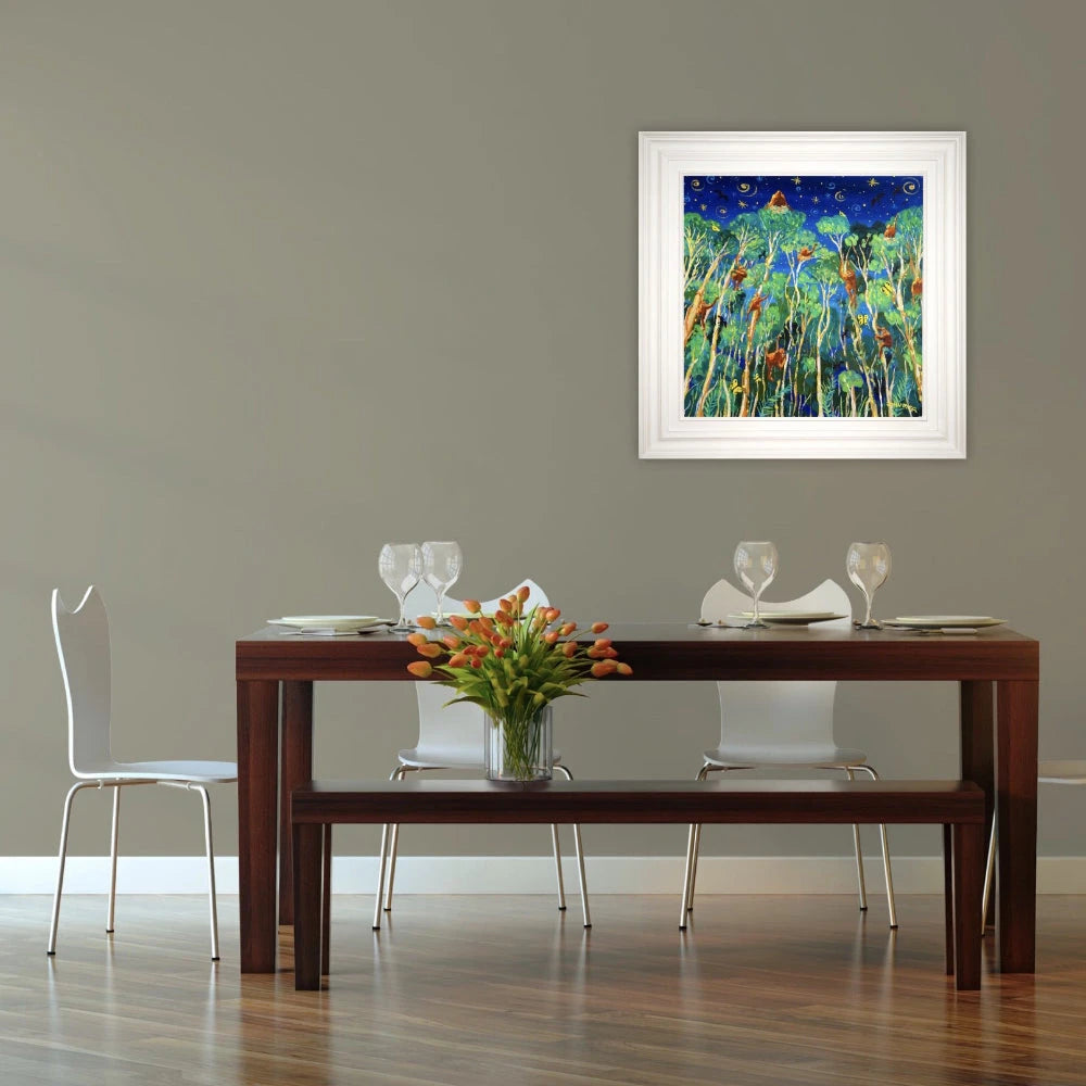 John Dyer Painting. Twilight Orangutans, Borneo John Dyer