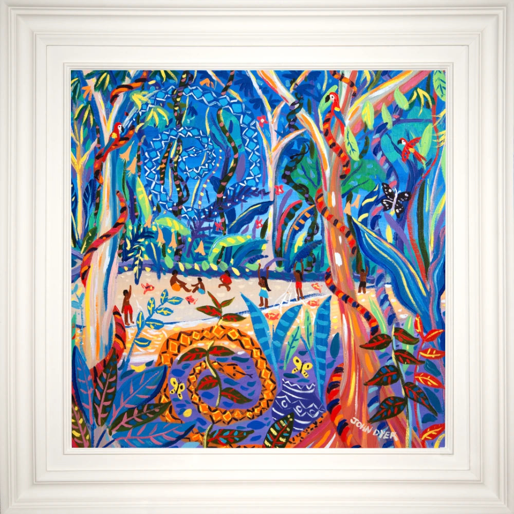 John Dyer Painting. The Sky Snake Ashuinka and Ground Snake Runua, Amazon Rainforest John Dyer