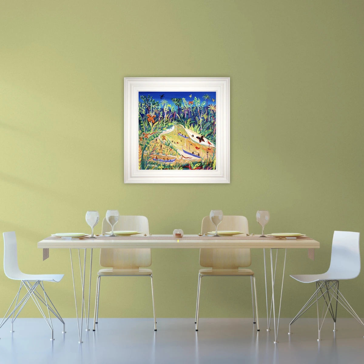 John Dyer Painting. Spiritual Butterflies, Rio Gregório, Amazon Rainforest, Brazil. 24 x 24 inches acrylic on canvas. John Dyer