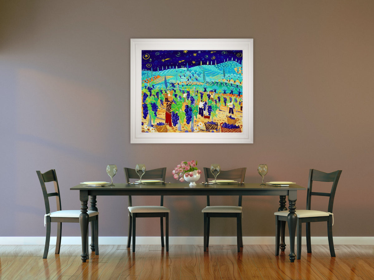 Original Painting of Tuscany in Italy by John Dyer. 'Juicy Grapes and Shooting Stars'. Italian Art Gallery