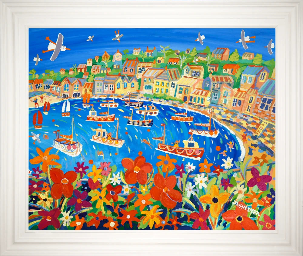 John Dyer Painting. Bright Summer Flowers, Mousehole John Dyer