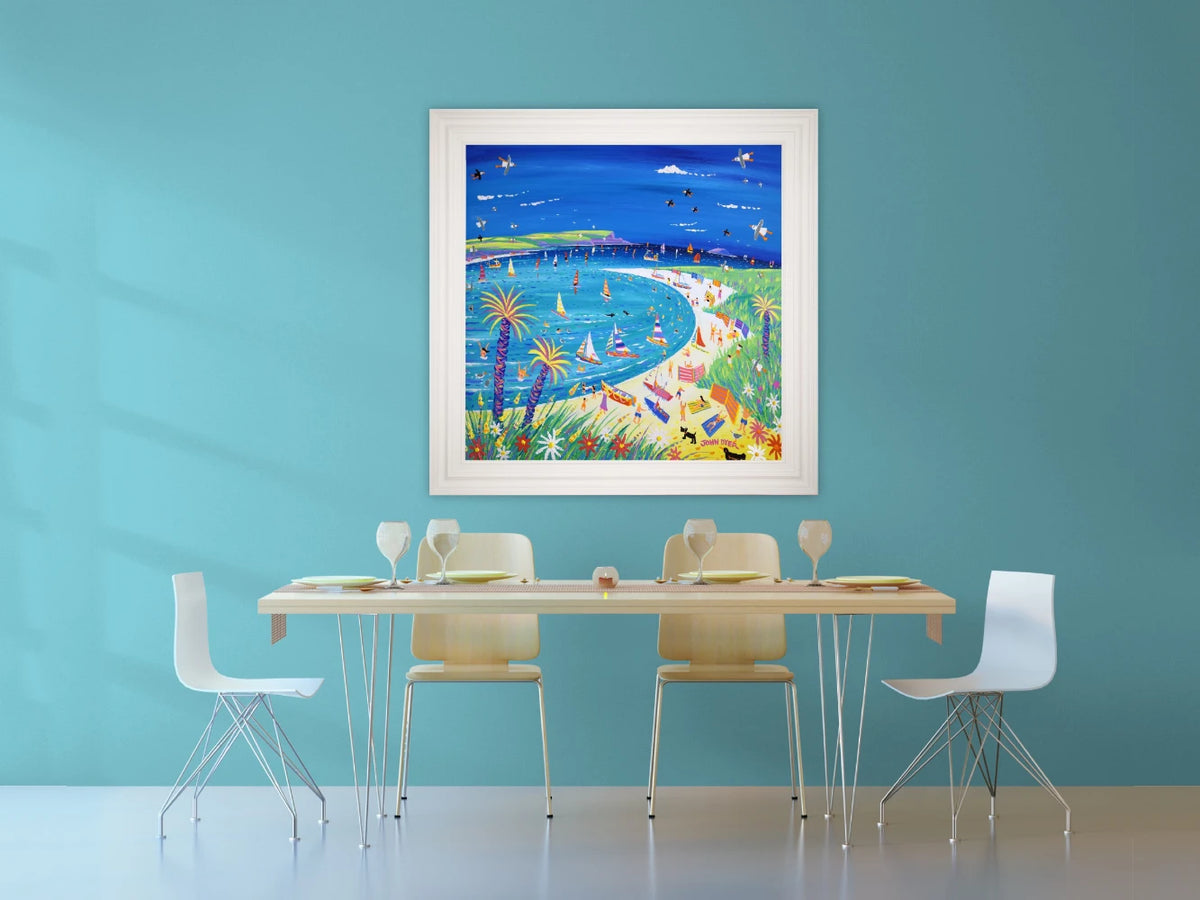 Original Painting by John Dyer. Hot Summer Fun at Rock, Daymer Bay John Dyer