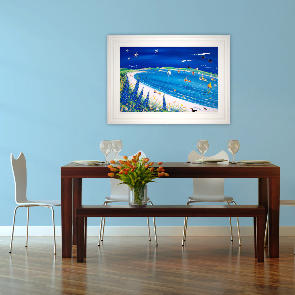 Painting by John Dyer. Echium Blue, Pentle Bay, Tresco