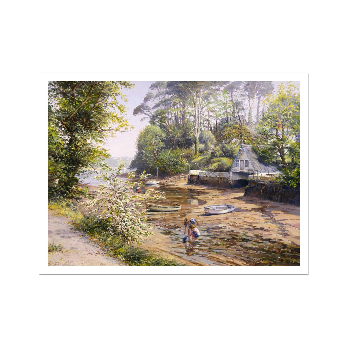 Ted Dyer Fine Art Print. Open Edition Cornish Art Print. 'Springtime at Helford'. Cornwall Art Gallery