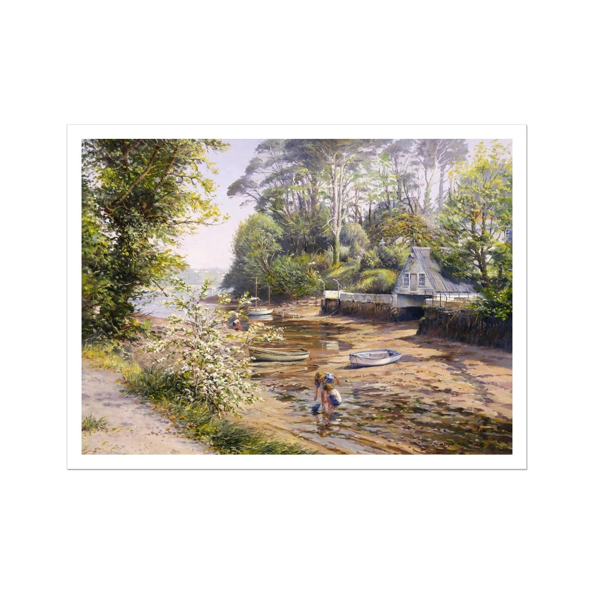 Ted Dyer Fine Art Print. Open Edition Cornish Art Print. 'Springtime at Helford'. Cornwall Art Gallery Ted Dyer