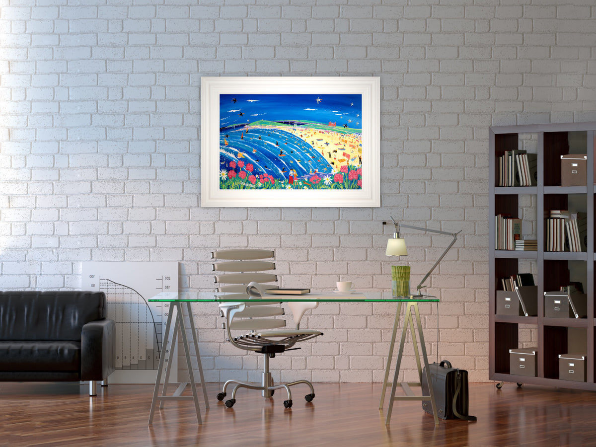 Painting by John Dyer. Cornish Holiday, Fistral Beach, Newquay