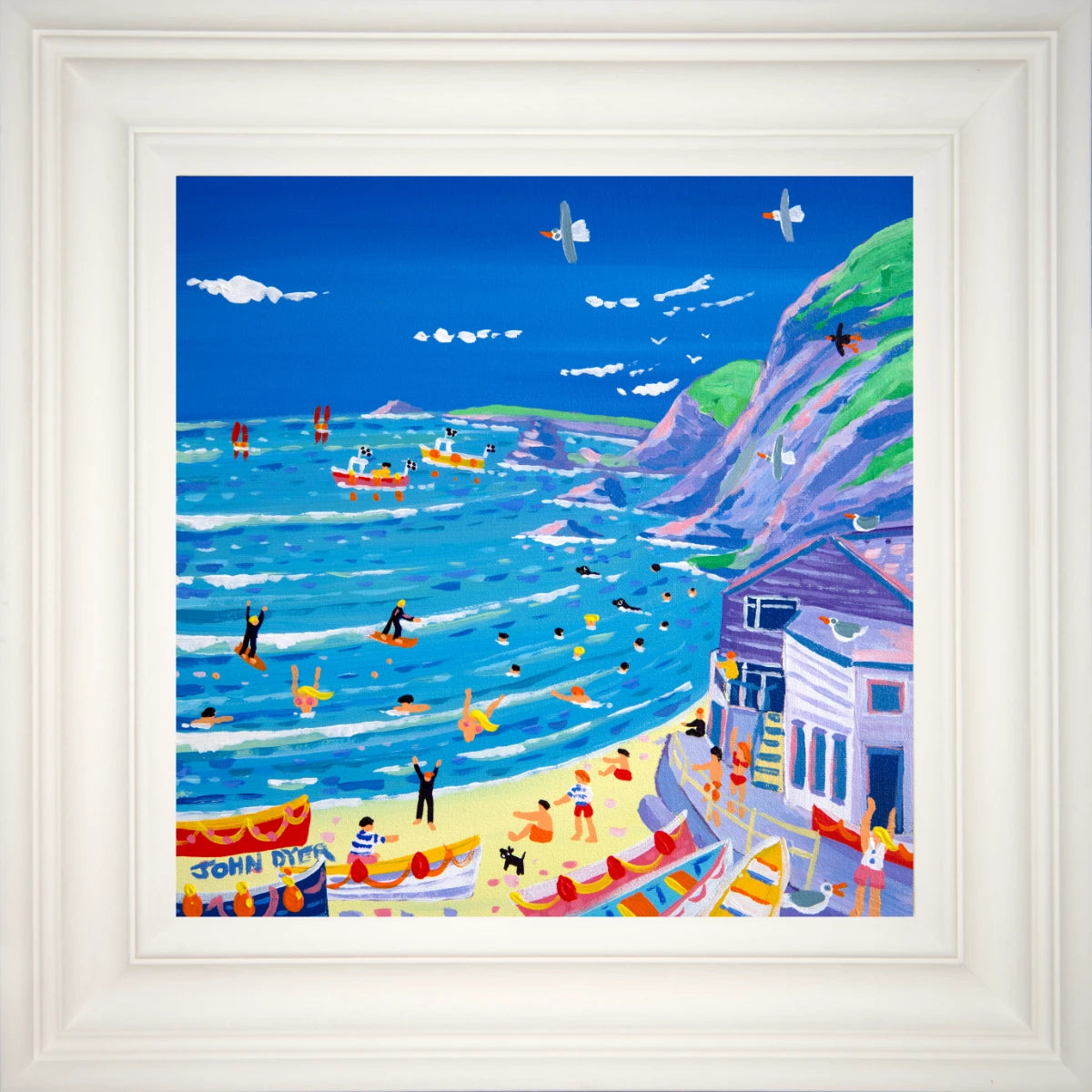 John Dyer Painting. High Tide,Trevaunance Cove John Dyer