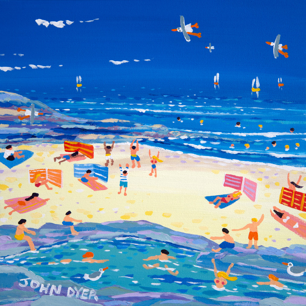 John Dyer Painting. Rock Pool Days at Treyarnon Bay