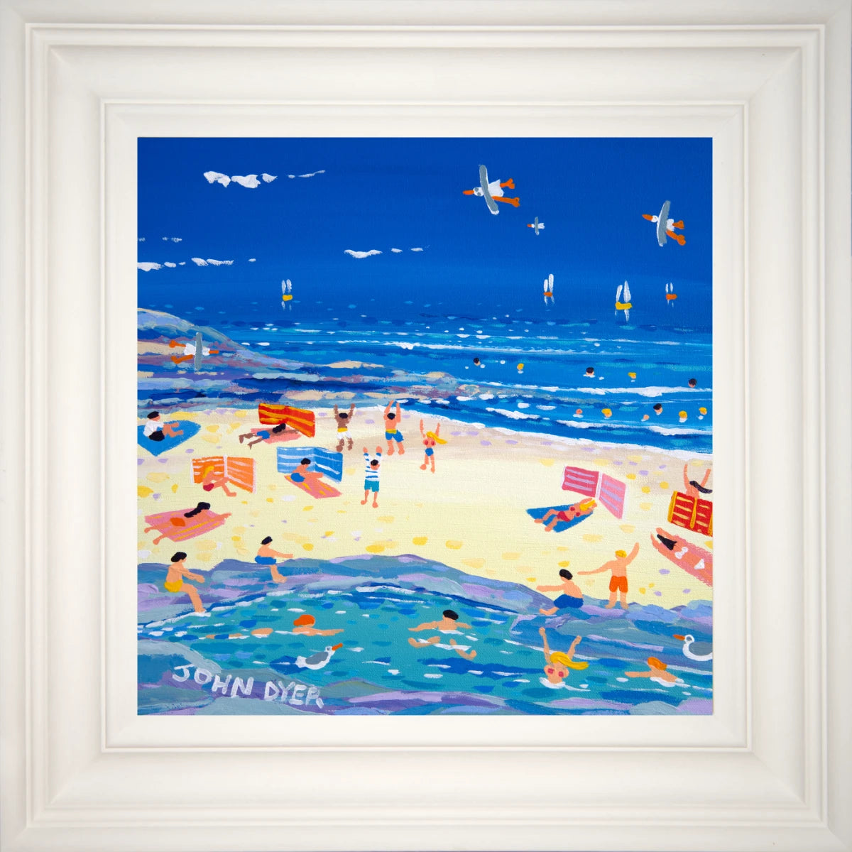 John Dyer Painting. Rock Pool Days at Treyarnon Bay John Dyer