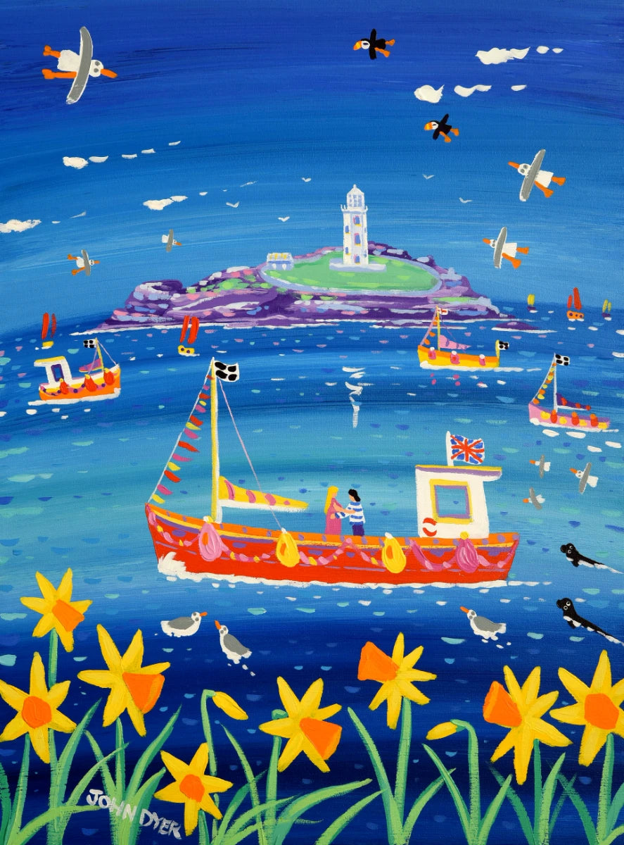 John Dyer Painting. Sea of Love, Godrevy John Dyer