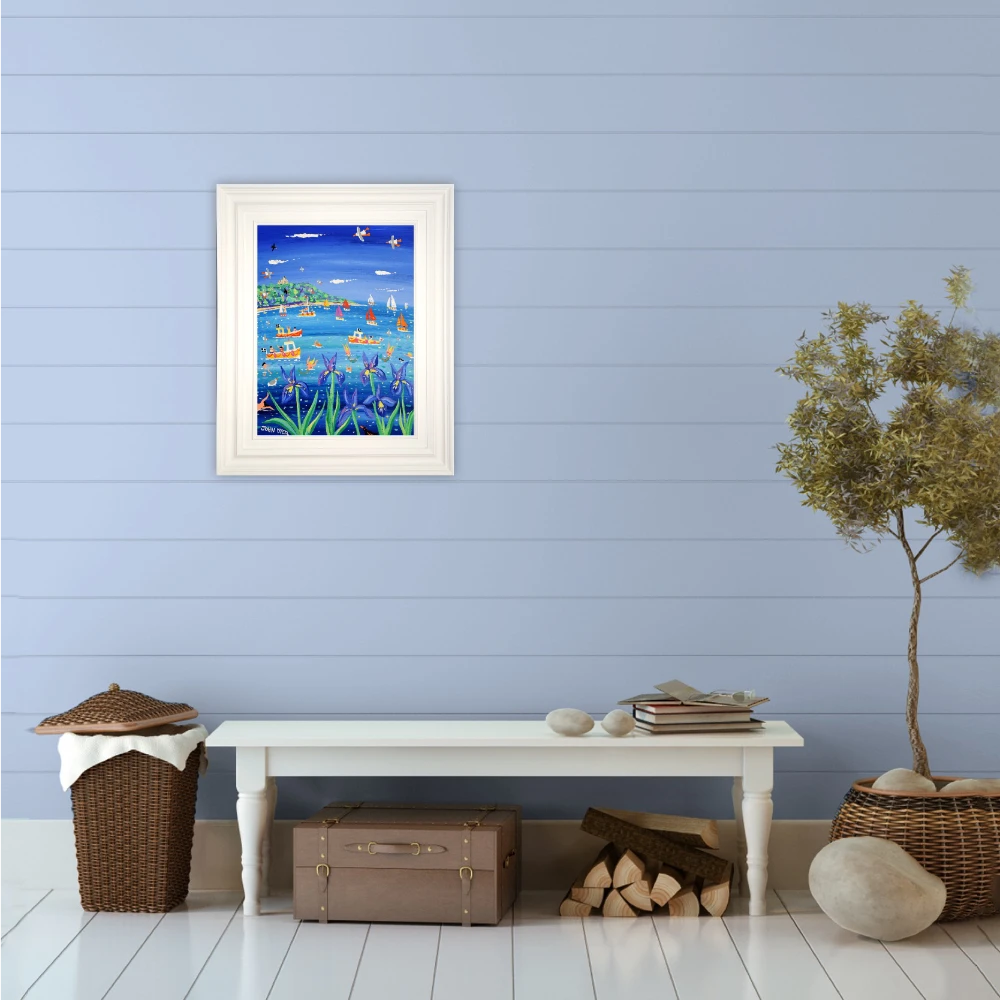 John Dyer Painting. Blue Irises and Mermaids, Castle Beach, Falmouth John Dyer