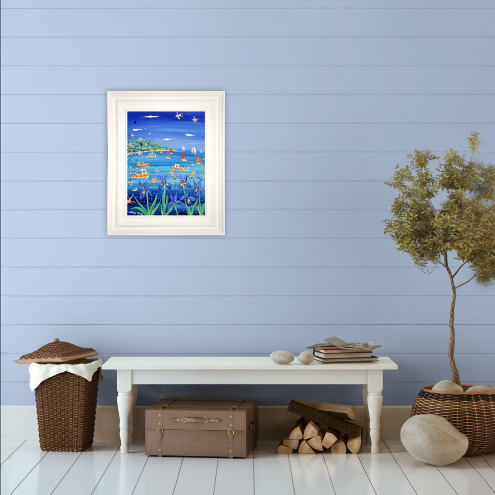 John Dyer Painting. Blue Irises and Mermaids, Castle Beach, Falmouth
