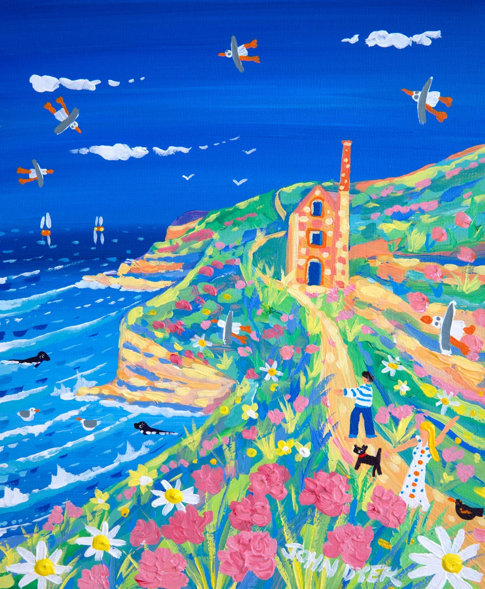 John Dyer Painting. Cliff Walk, Chapel Porth John Dyer