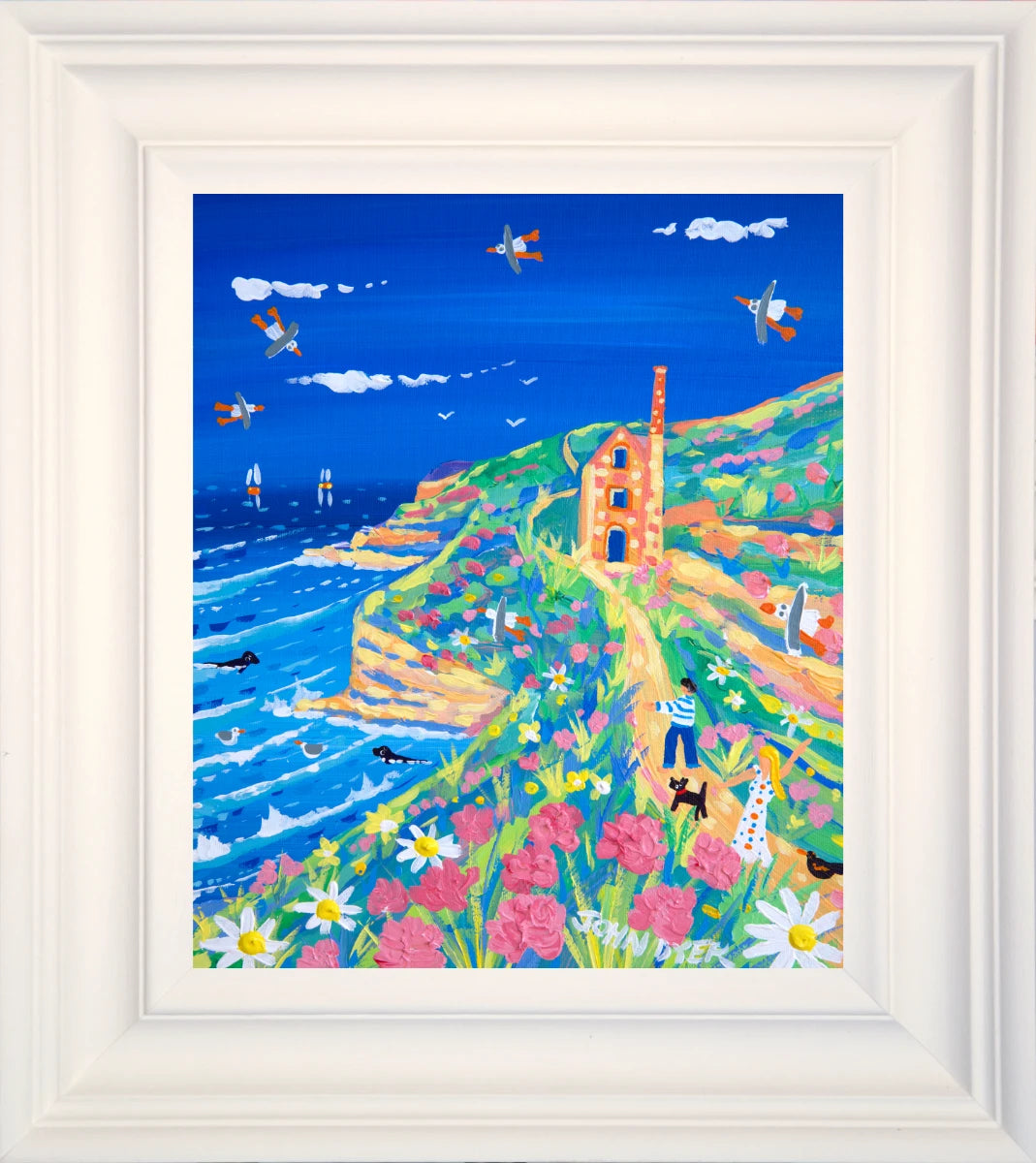 John Dyer Painting. Cliff Walk, Chapel Porth John Dyer