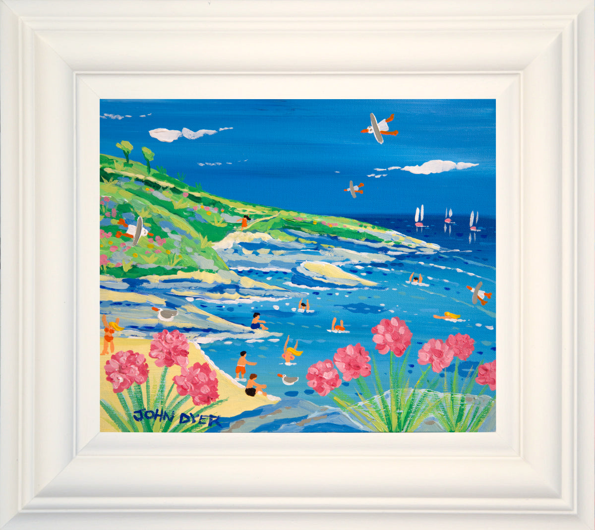 John Dyer Painting. Splashing about in Prussia Cove