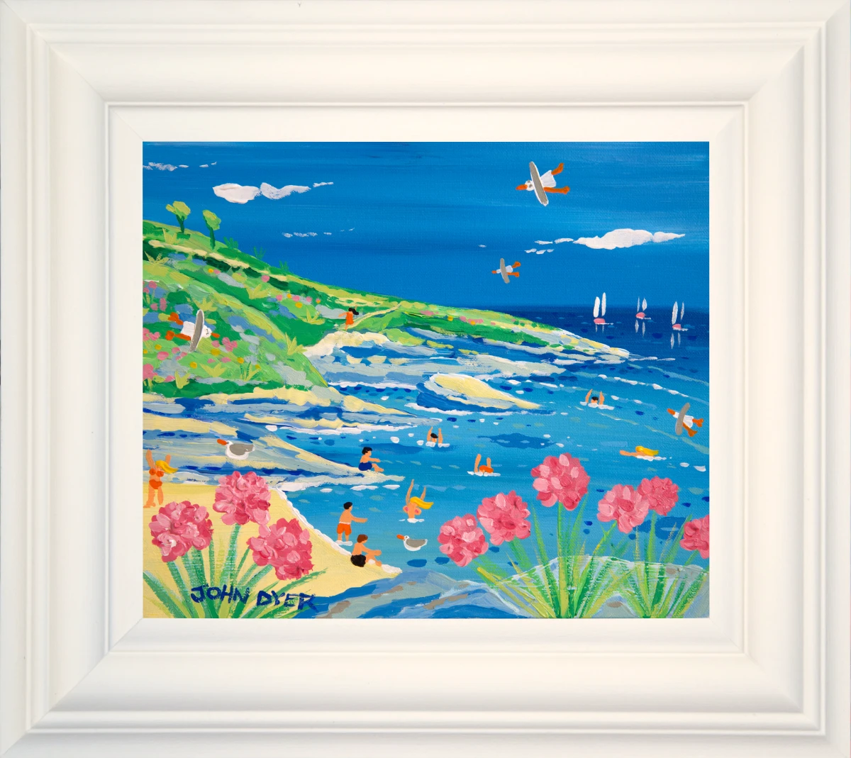John Dyer Painting. Splashing about in Prussia Cove John Dyer