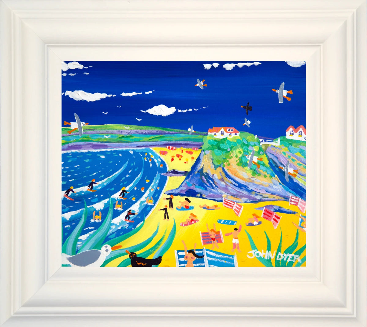 John Dyer Painting. Sunshine and Surf, Towan Beach, Newquay John Dyer