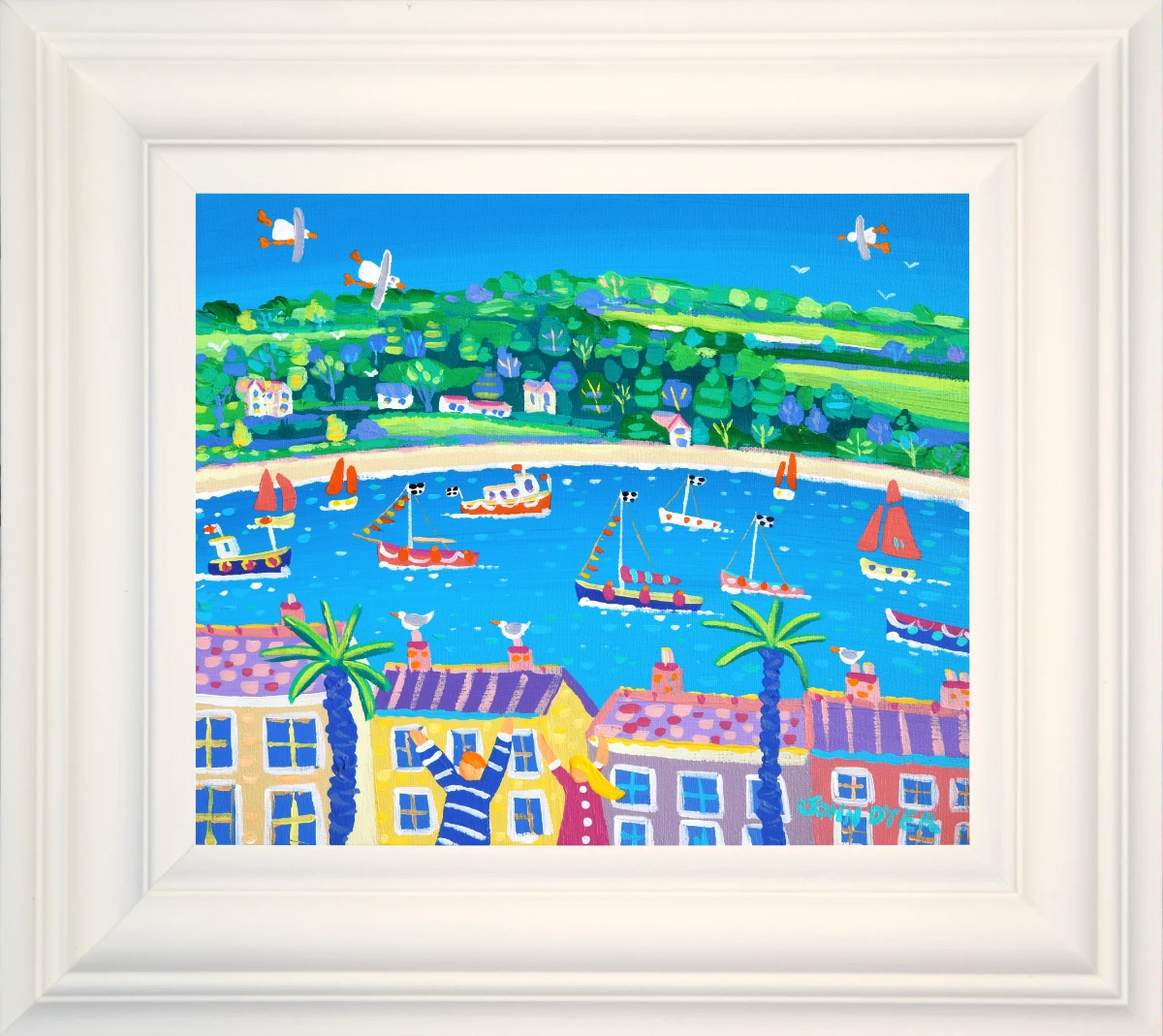 John Dyer Painting. Boats on the River, Falmouth. John Dyer