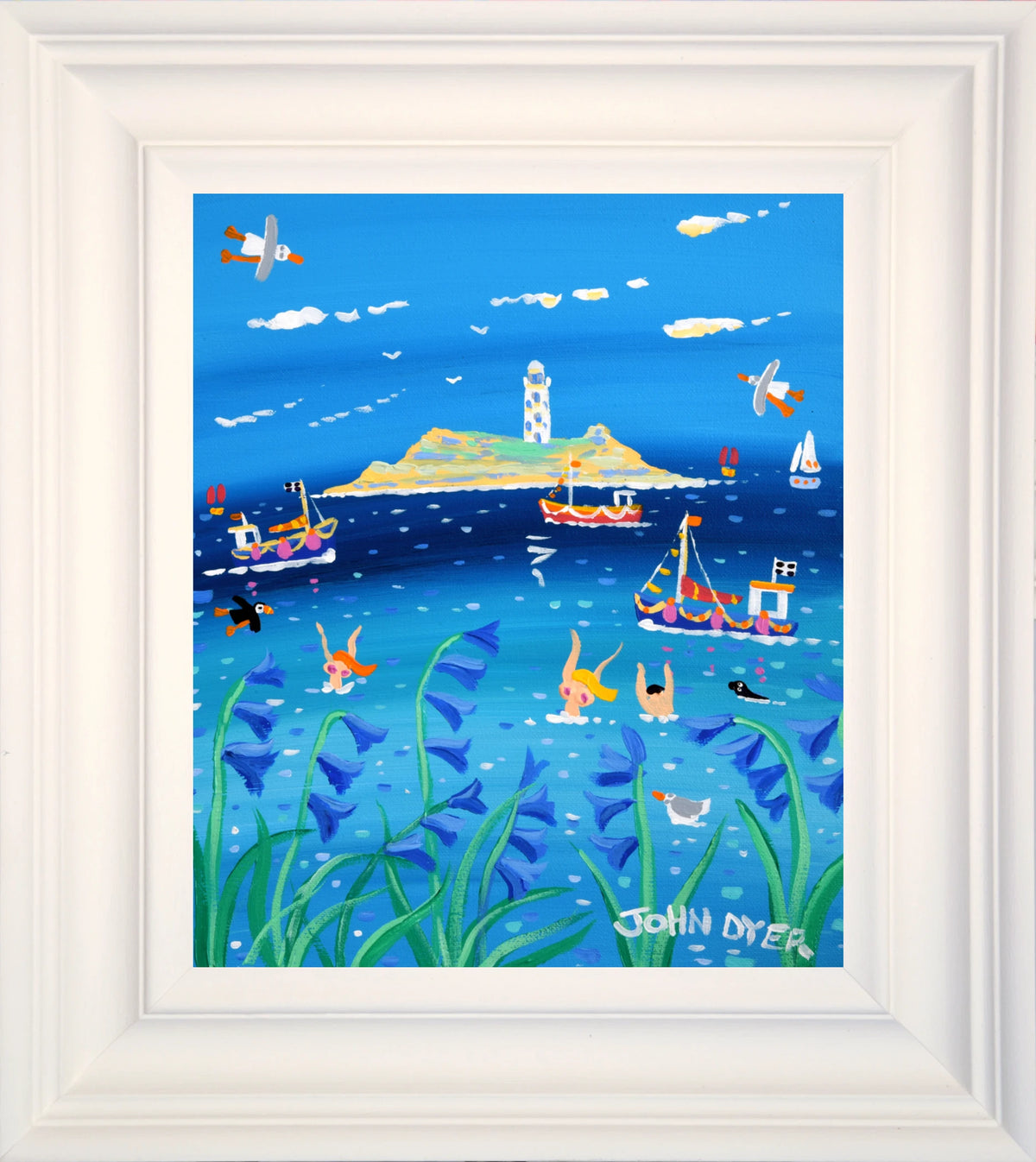 John Dyer Painting. Godrevy Bluebells John Dyer