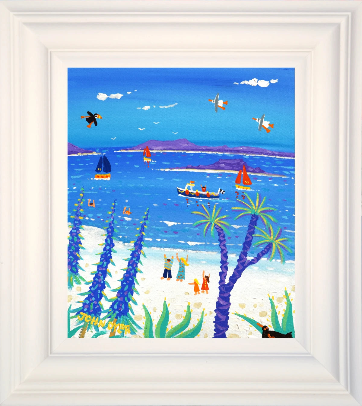 John Dyer Painting. Family Fun, Tresco John Dyer