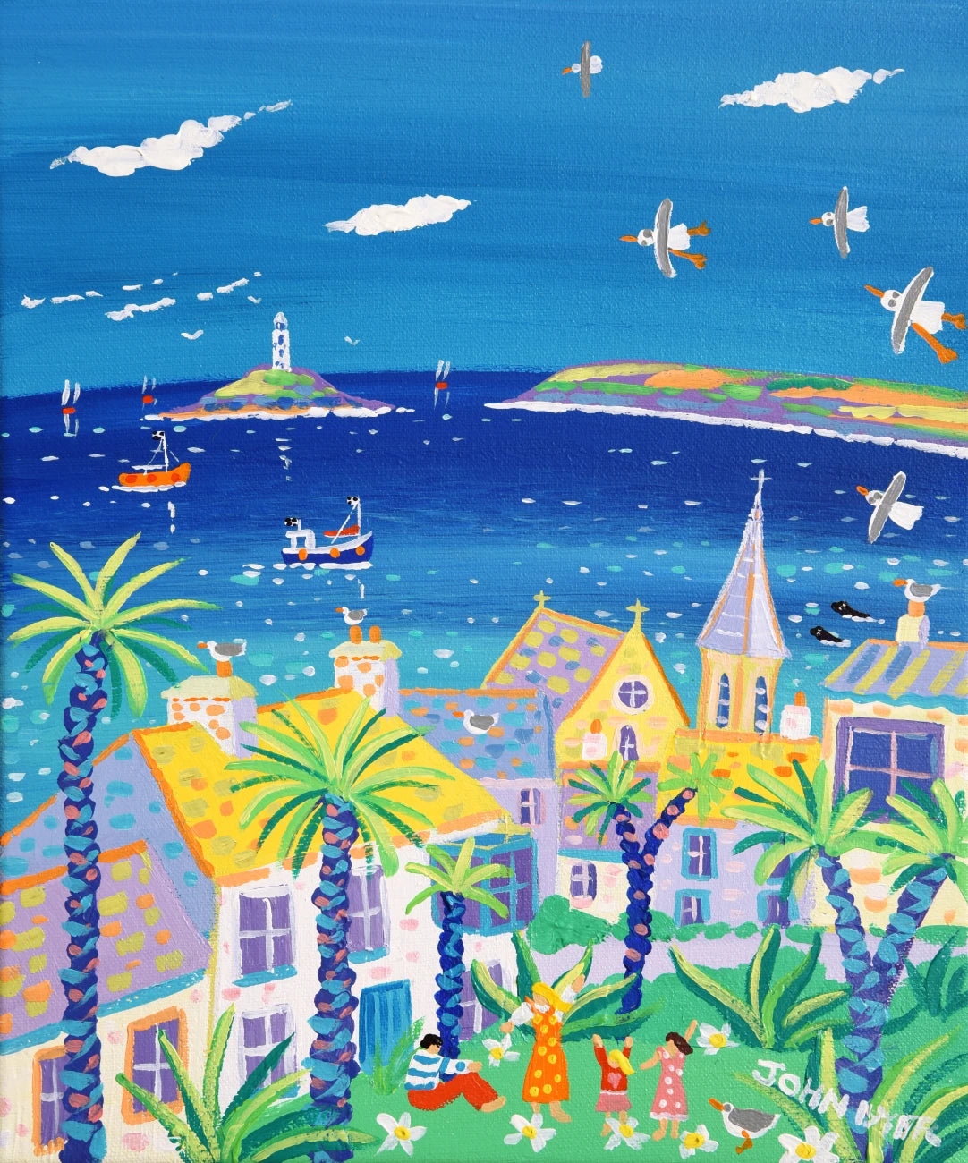 John Dyer Painting. View to the Lighthouse, St Ives John Dyer