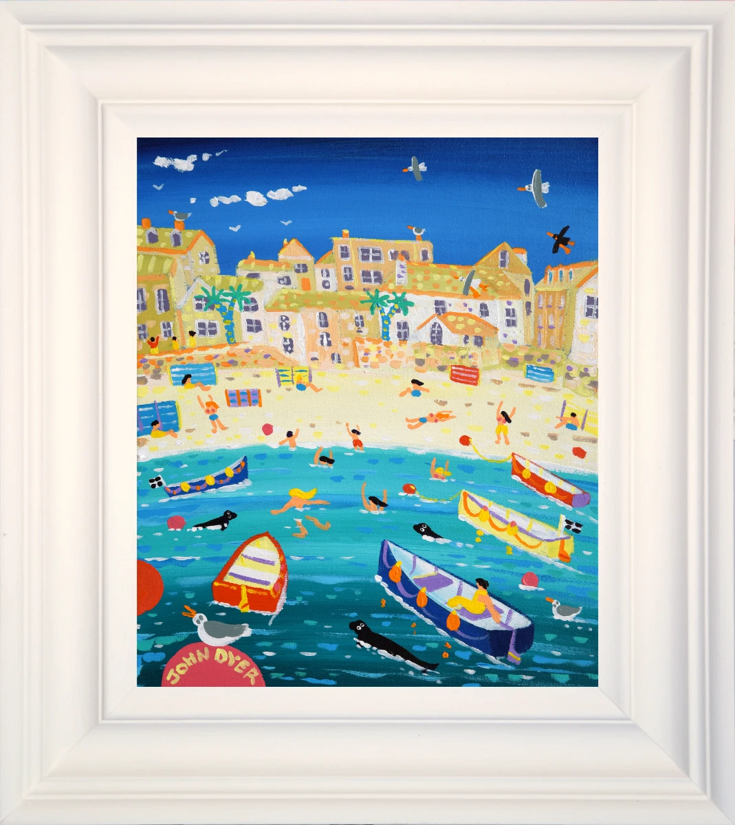 John Dyer Painting. Swimming with Seals, St Ives John Dyer