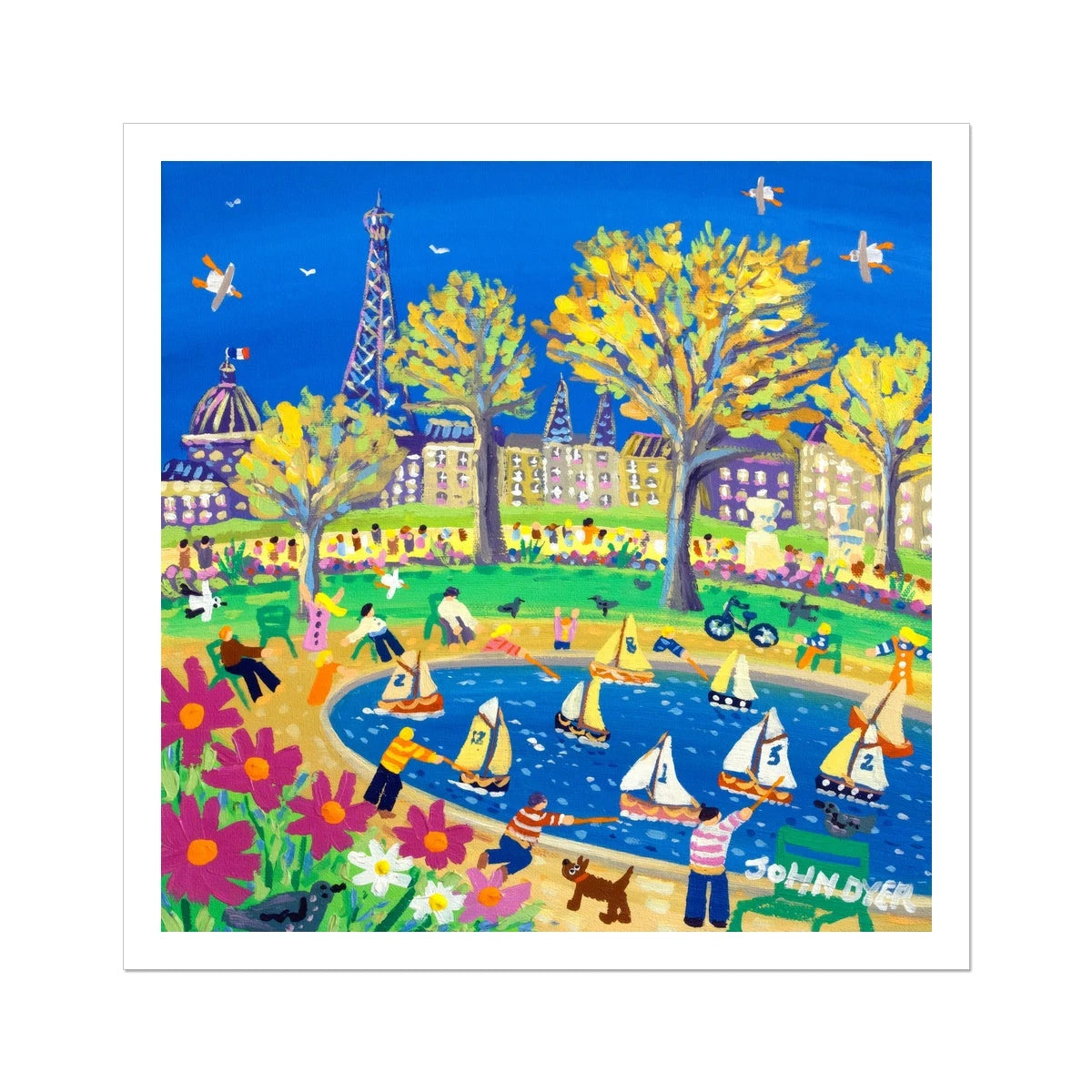 John Dyer Fine Art Print. Open Edition Paris Art Print. 'Sunday Afternoon in the Park, Paris, France'. French Art Gallery John Dyer