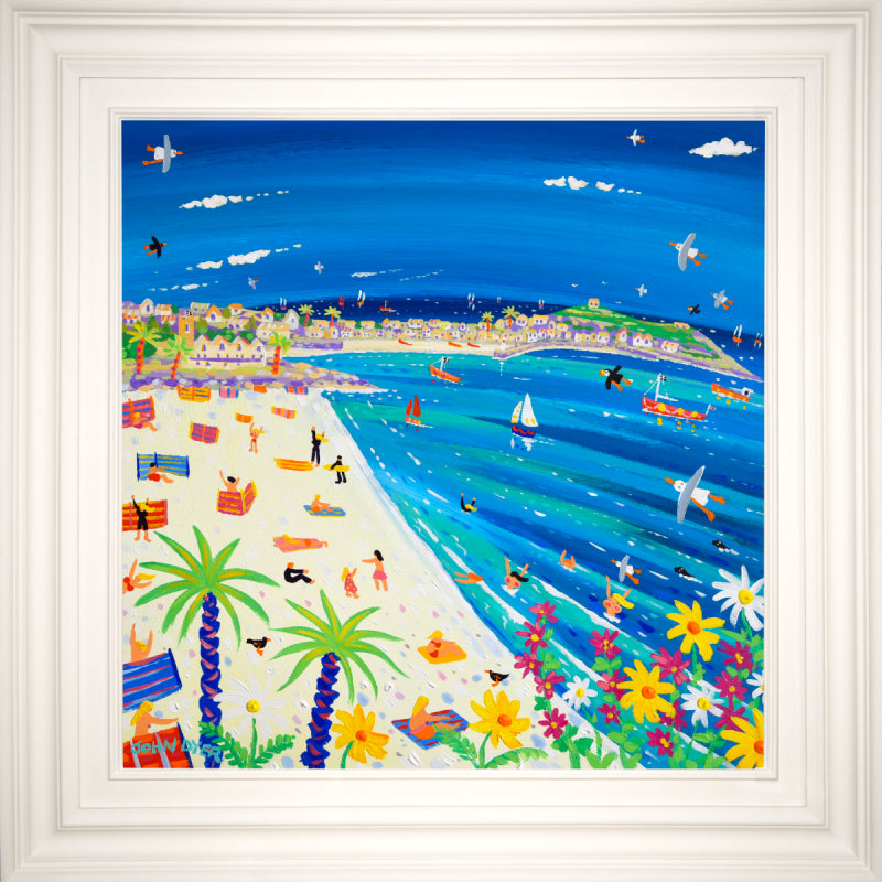 John Dyer Painting. Summer Fun on Porthminster Beach, St Ives