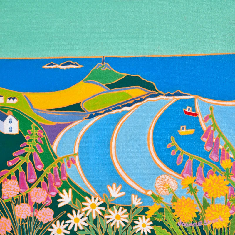 Cornwall Art Gallery Joanne Short Painting. 'Wild Cornish Flowers, Cape Cornwall'. 12 x 12 inches oil on canvas Joanne Short