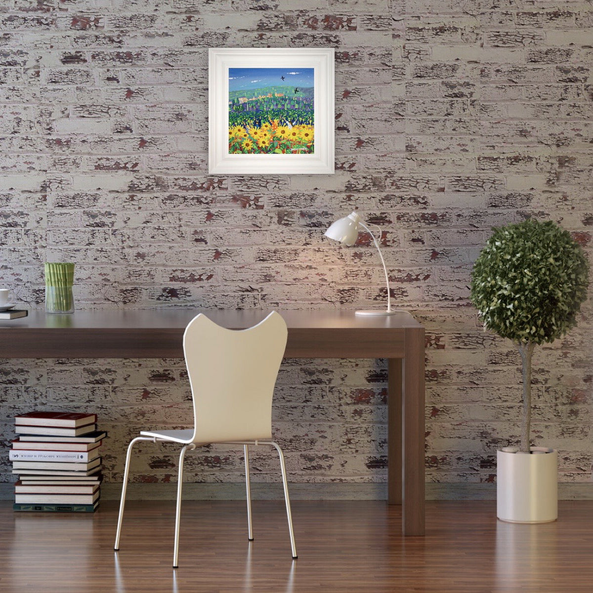 John Dyer Painting. Jumping in the Sunflowers, Ménerbes, Provence