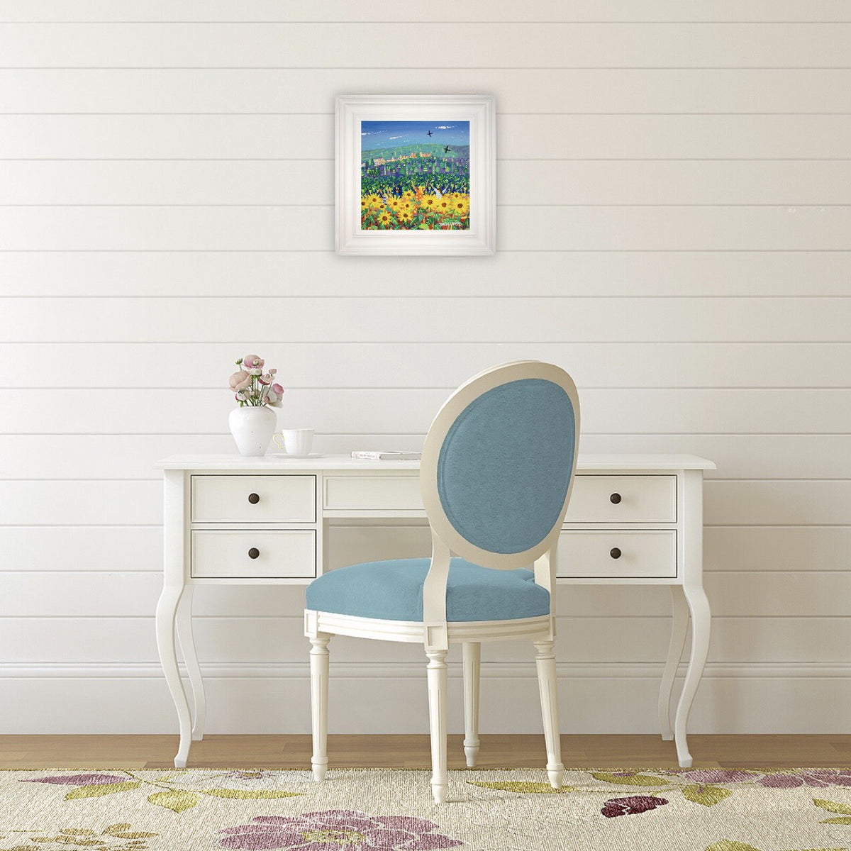 John Dyer Painting. Jumping in the Sunflowers, Ménerbes, Provence