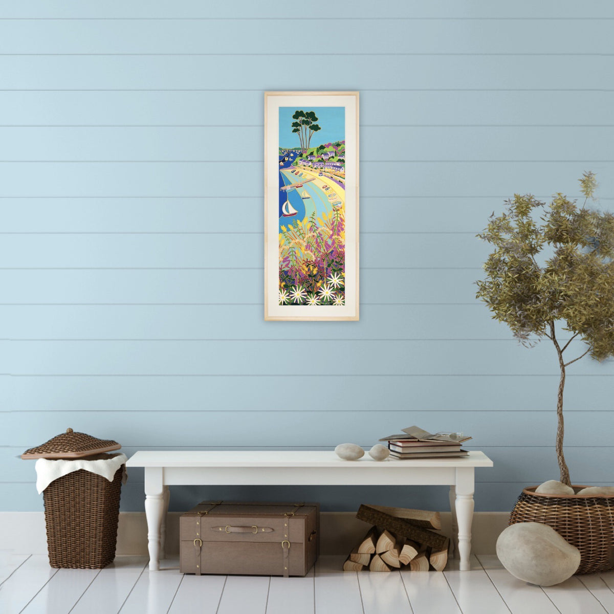 Original Painting by Joanne Short. Daisies and Dinghies, Helford Passage