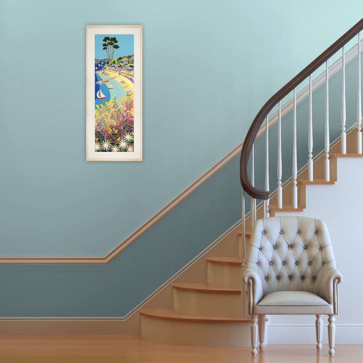 Original Painting by Joanne Short. Daisies and Dinghies, Helford Passage