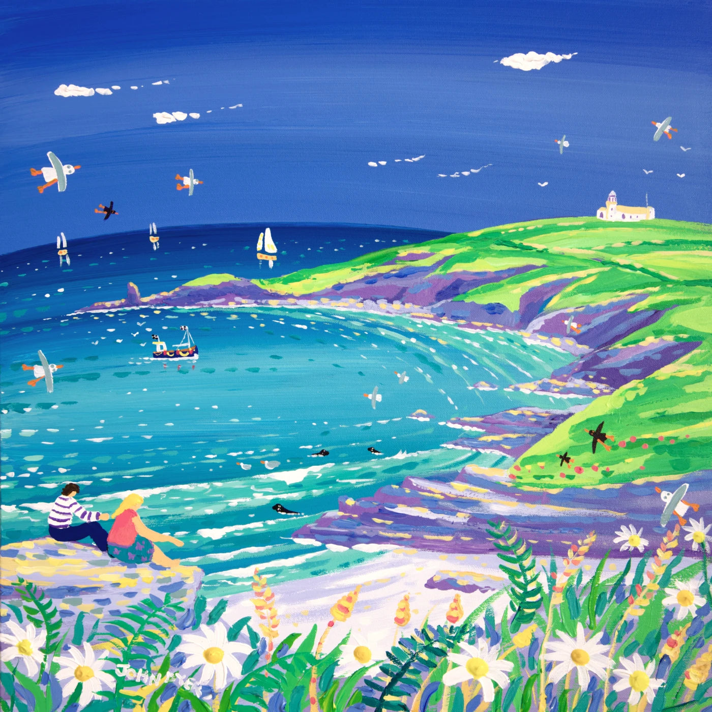 John Dyer Painting. The Sound of the Sea, Housel Bay John Dyer