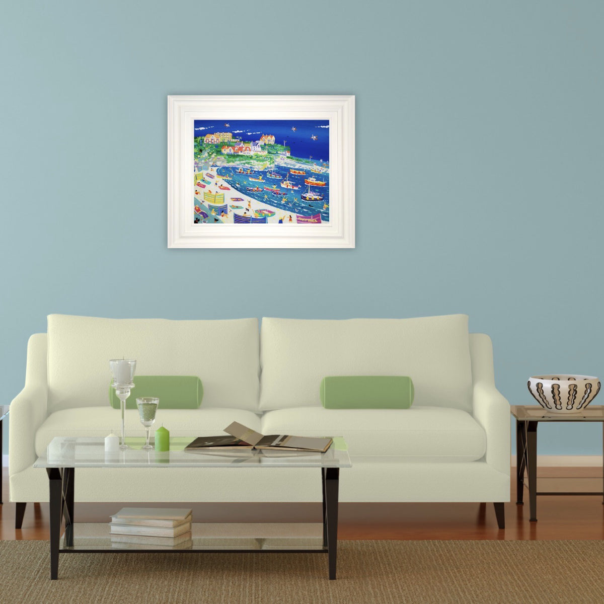 John Dyer Painting. Fun in the Harbour, Newquay