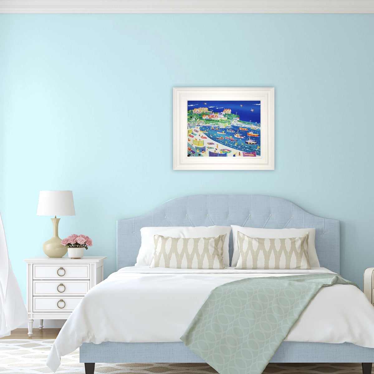 John Dyer Painting. Fun in the Harbour, Newquay