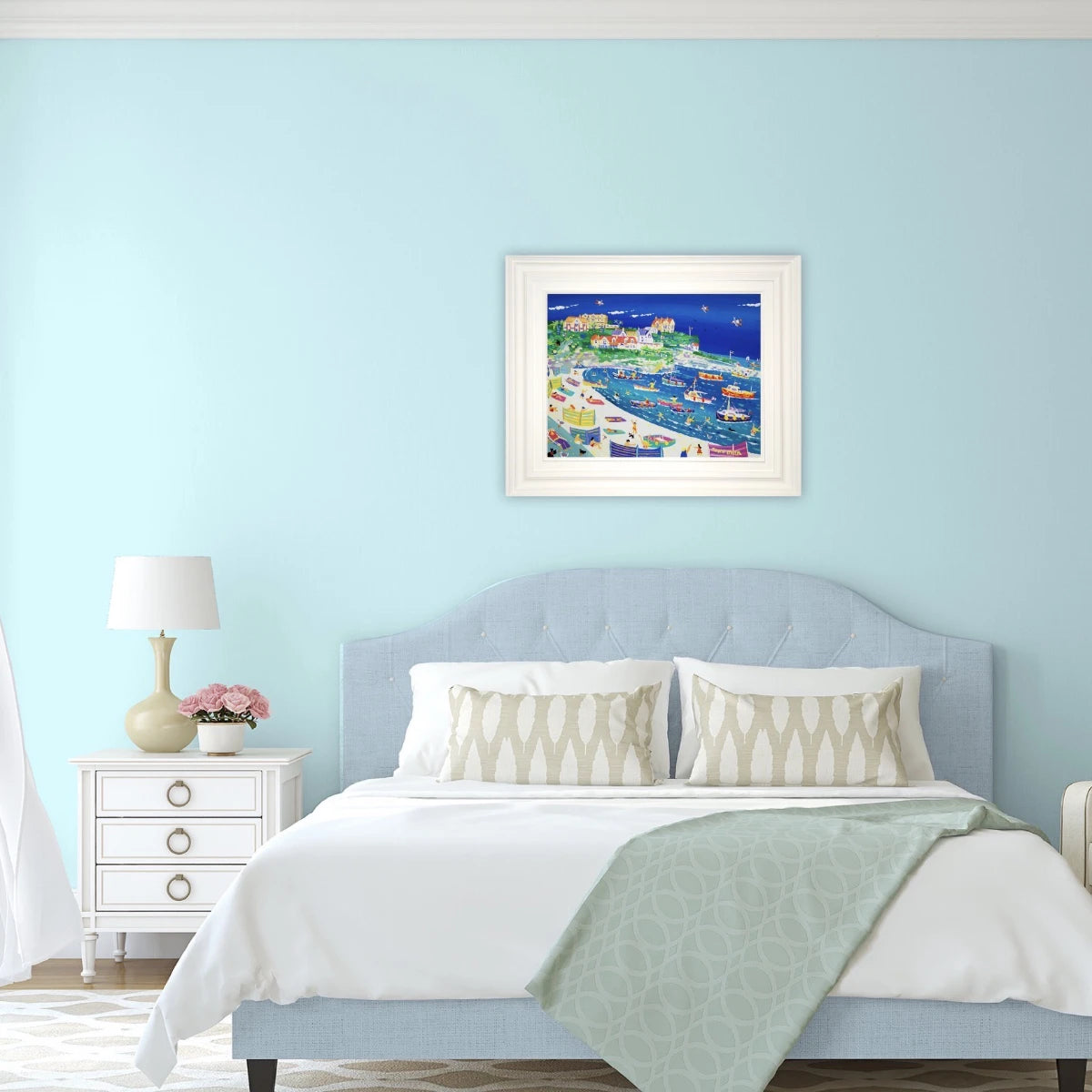 John Dyer Painting. Fun in the Harbour, Newquay John Dyer