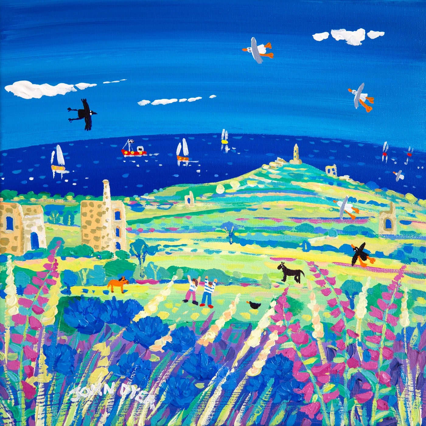 John Dyer Painting. Walking to Carn Brea, Cornwall. John Dyer