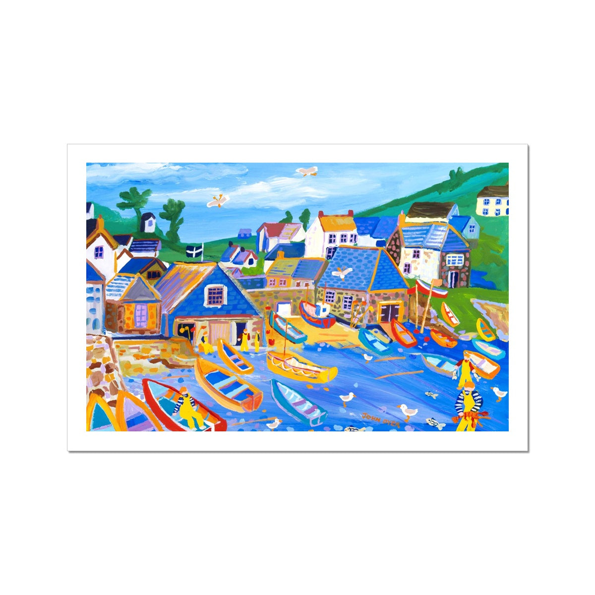 John Dyer Open Edition Cornish Fine Art Print. 'Lobster Fishermen, Cadgwith'. Cornwall Art Gallery