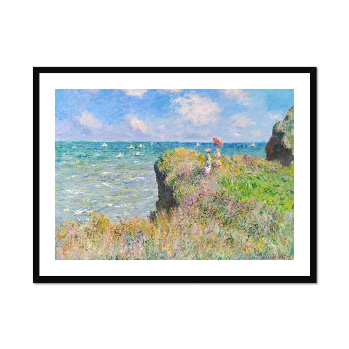 'Cliff Walk at Pourville' by Claude Monet. Open Edition Fine Art Print. Historic Art Framed & Mounted Print