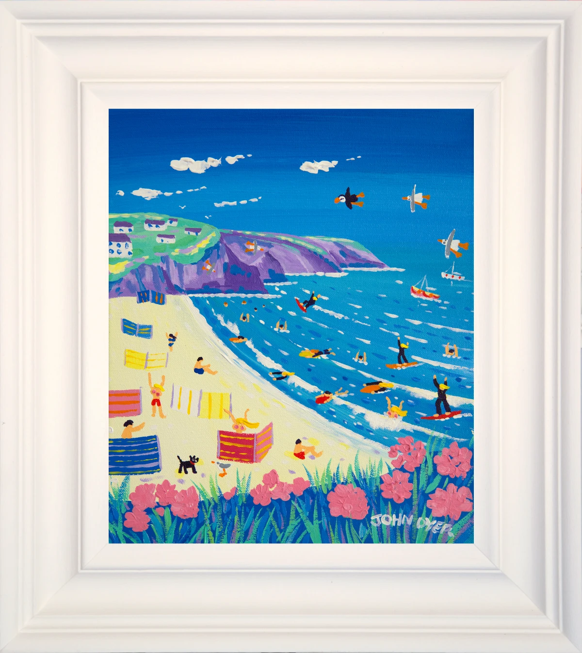 John Dyer Painting. A Day at the Beach, Porthtowan John Dyer