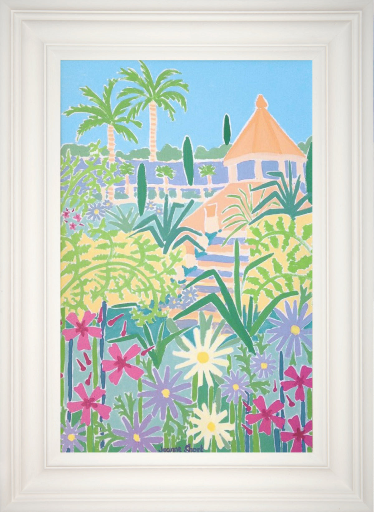 Original Painting by Joanne Short. Mediterranean Flowers, Tresco Abbey Gardens, Isles of Scilly, Cornwall.