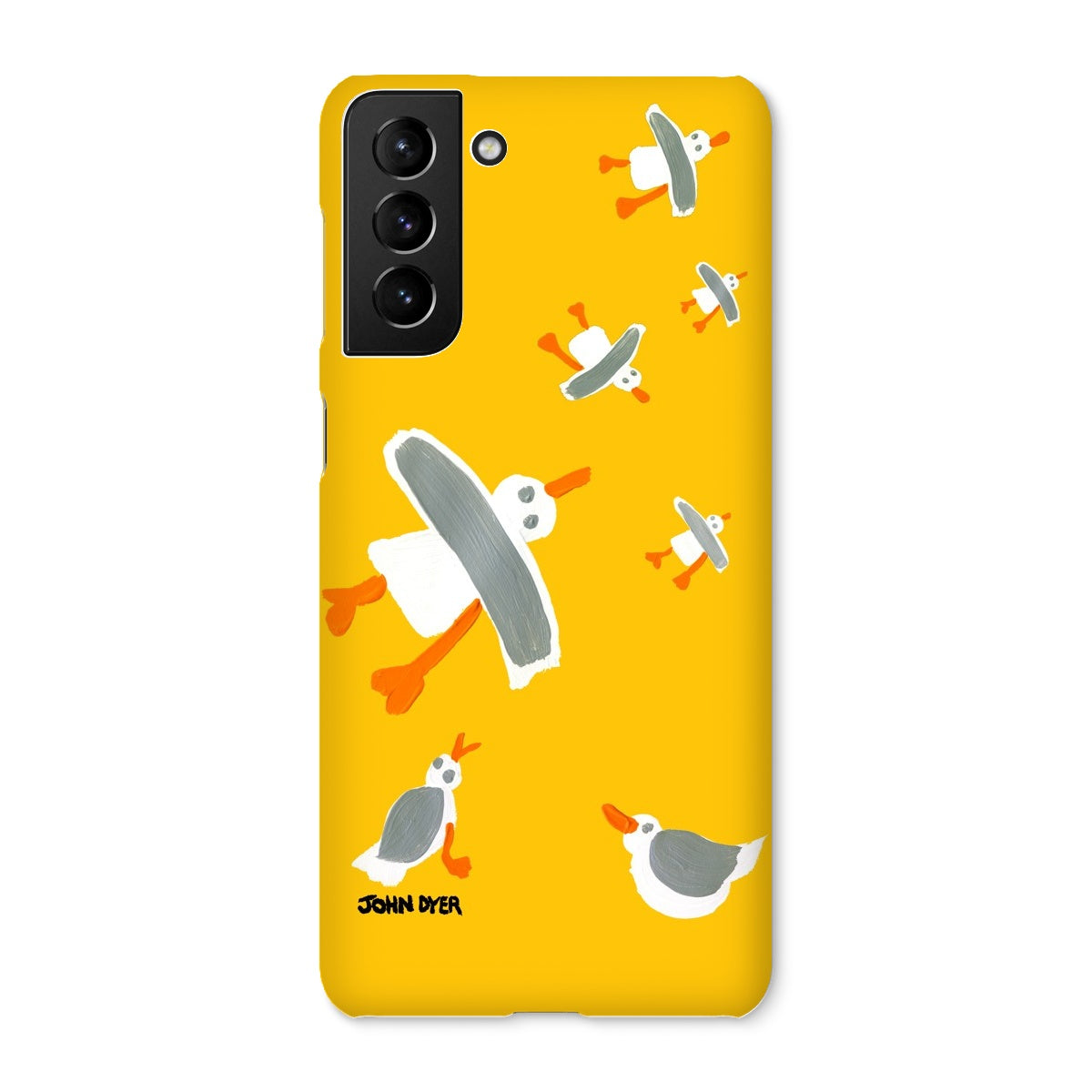 Snap Art Phone Case. Cornish Seagulls - Yellow Colour. Artist John Dyer. Cornwall Art Gallery