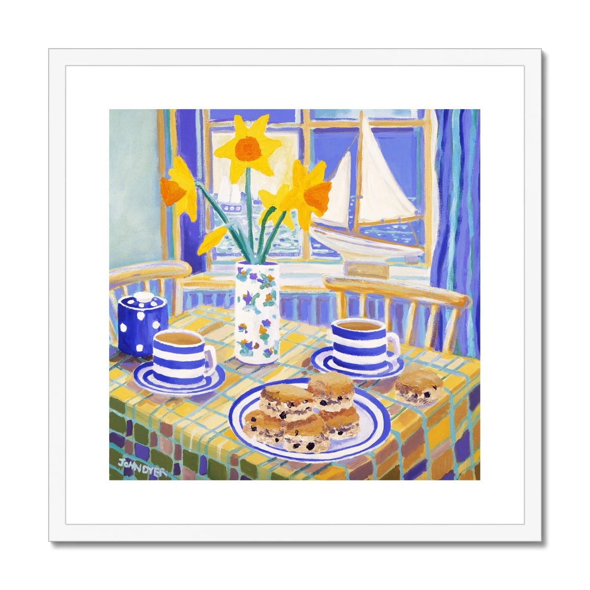 John Dyer Framed Open Edition Still Life Cornish Art Print. 'Tea for Two'. Cornwall Art Gallery John Dyer